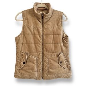 VTG Ralph Lauren Corduroy Fleece Lined Vest Womens Sz Small Khaki Tan